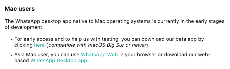 La versione beta di WhatsApp ottimizzata per i Mac con processori M1 ed M2 è ora disponibile.